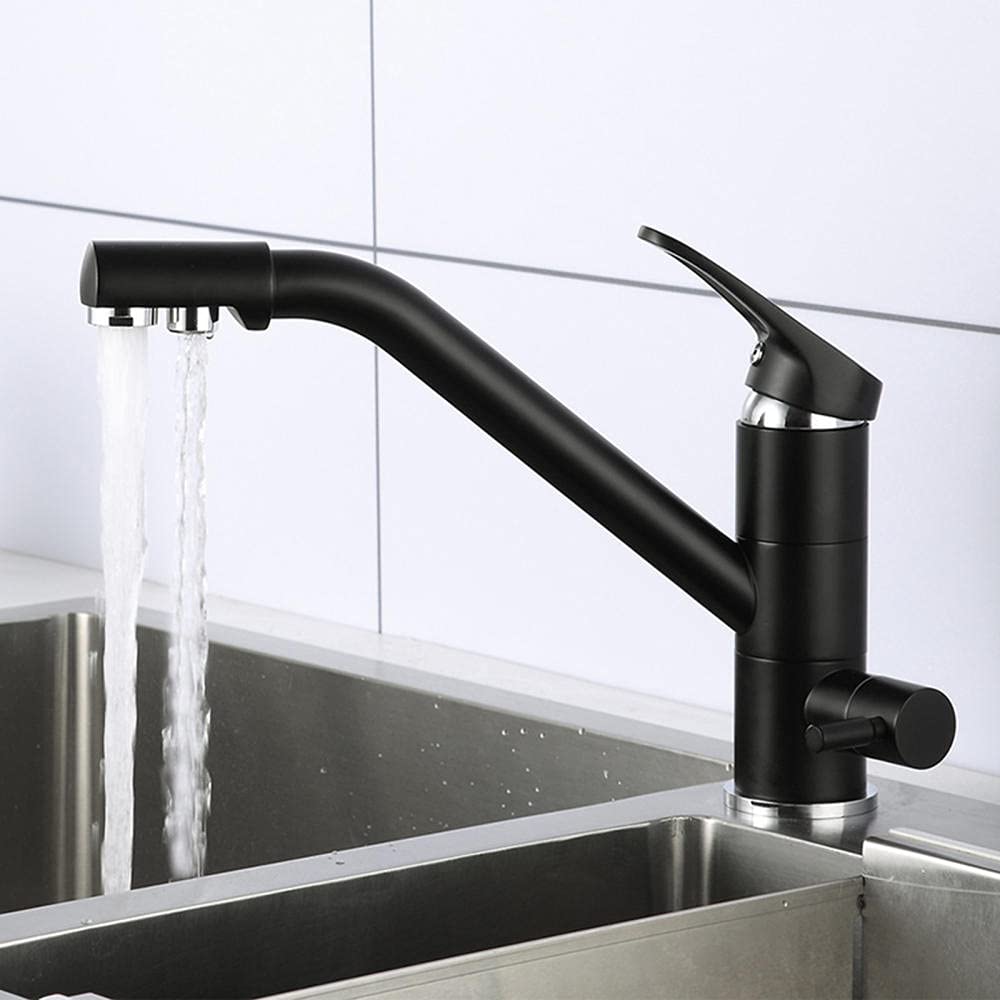 Miscelatore Cucina per Sistemi Osmosi Acqua calda e fredda Rubinetto Tre Vie per Sistemi Osmosi Girevole 360 ° Rubinetti da Lavello per Depuratore-cromo