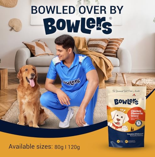 Image of Bowlers Adult Wet Dog Food | Chicken Platter in Gravy |80 GMS (Pack of 12)| Gluten Free | Supports Hydration | Smooth Digestion & Healthy Coat