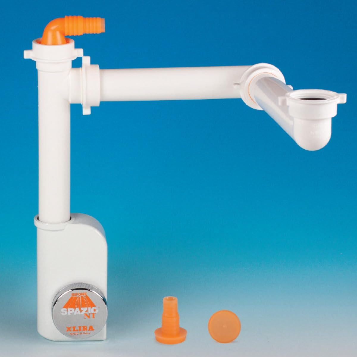 Siphon Lira Space 1 NT inspectable pour éviers de cuisine avec 1 baignoire blanc