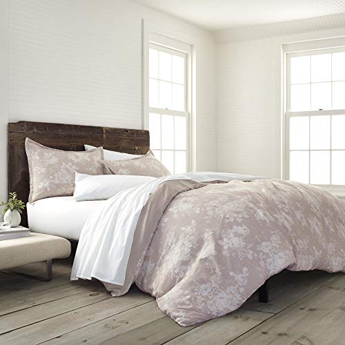 EcoPure 100% Organic Cotton Comfort Wash Sienna Duvet Cover Set, King, Linen