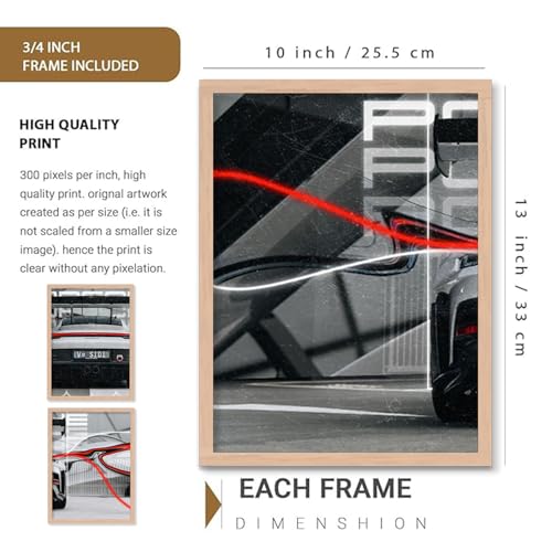 Image of TASVEE Car wall posters | set of 3 wall frames | posters for wall | Wall Decoration for Bedroom, Living Room & Office | Best Gift for Boys & Car Lovers (A5, MEDIUM 10X13, Framed)