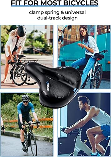Bike Seat, YOUNGDO Bicycle Saddle Comfortable Soft Wide Road Bike Gel Saddles, Breathable Mountain Bike Seat, Suitable for MTB Mountain Bike, Folding Bike, Road Bike, Spinning Bike, Exercise Bikes