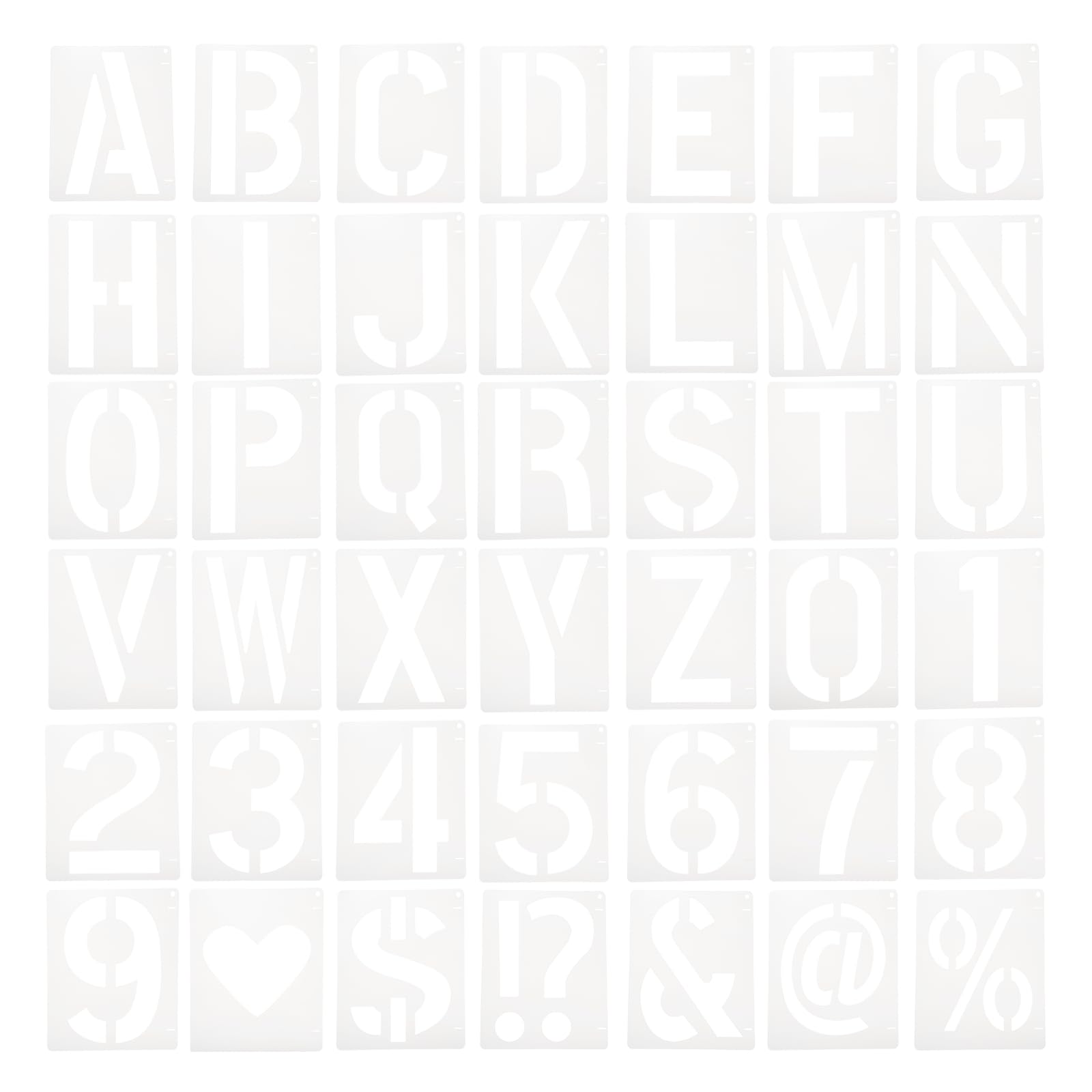 sourcing map 42 stencil a forma di lettere dell'alfabeto da 30,5 cm, riutilizzabili, in plastica, stencil ad incastro per fai da te, pittura artistica, lavagna, cartelli in legno, bianco