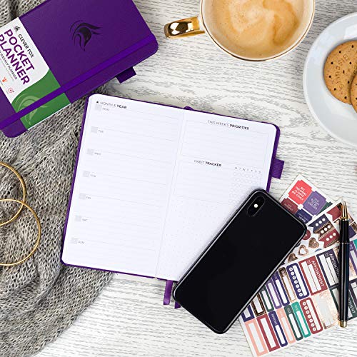 Clever Fox Pocket Planner Weekly – Undated Monthly Goal Planner And Calendar For Increasing Productivity, Mini Planner Perfect For Purse, Size: 3.7" X 6.7", Start Anytime, Lasts 1 Year – Purple #TOP6