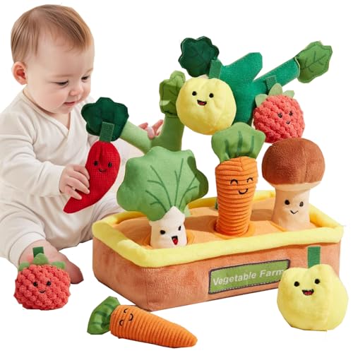 0TO1 Multi Sensory Shape Baby Toys 6-12 Months Fruits Vegetables Garden Plant Plush Montessori Educational Learning Fine Motor Skills Toys Baby Toys Boys Girls Gifts
