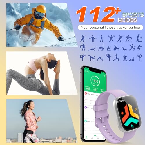Image of Puqo Smart Watches for Men Women, 1.95 inch HD Touchscreen Fitness Tracker with Bluetooth Calls, IP68 Waterproof, 120+ Sport Modes, 7-Day Battery, 24 /7 Heart Rate & Sleep Monitor for Android iOS (Purple)