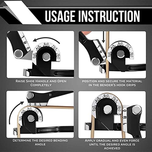 Flexzion Tube Bender Tool - Manual OD Tubing Bending 3 Size 1/4" 5/16" 3/8" 180 Degree Lever Type Heavy Duty Bend Copper Brass Aluminum & Soft Metal for HVAC Water Gas Pipe Automotive Plumbing (Black) - Image 5