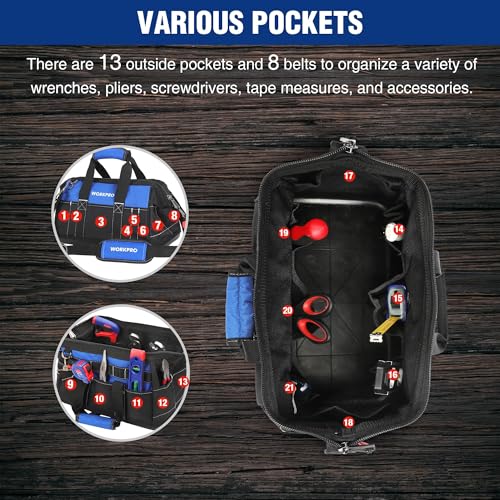 WORKPRO 16-Inch Wide Mouth Tool Bag
