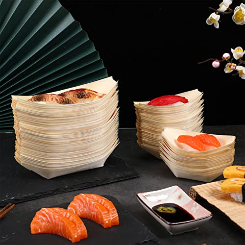 Platos de madera tipo barco sushi x100 miniatura 7