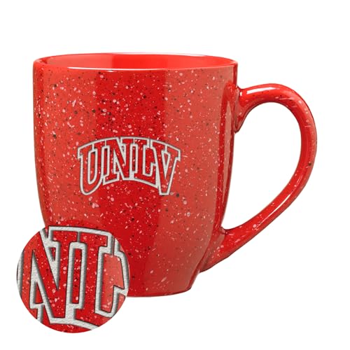 Rico Industries NCAA Nevada–Las Vegas Rebels Primary Logo Red 16 oz Team Color Laser Engraved Speckled Ceramic Coffee Mug