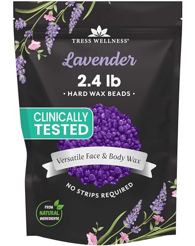 Image of Tress Wellness Wax Beads - Safe for Skin - Dermatologically Tested - At-Home Kit for Bikini, Brazilian & Full Body - Lavender 2.4 lb