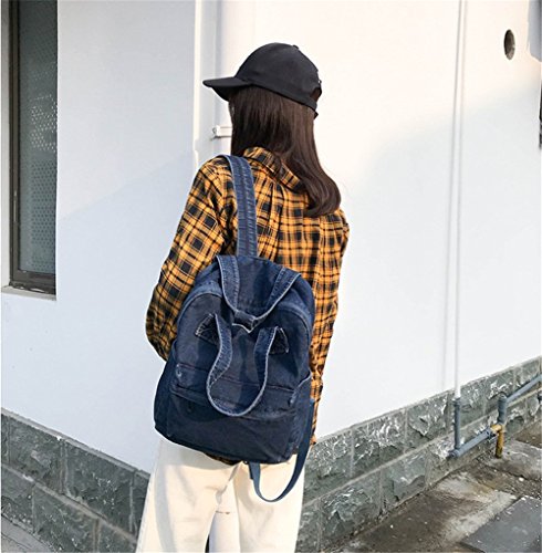 Image of MaxxCloud Vintage Denim Laptop Backpack Casual Canvas Daypack Handbag Purse Lightweight Rucksack Shoulder Bag