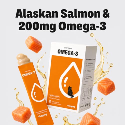 Image of Omega-3 for Cats, Lickable Skin & Coat Supplement with EPA + DHA, 30 Tubes | Wild-Caught Alaskan Salmon, Omega 3 Oil for Dry Skin, Dandruff, Itchy Skin, Shedding, Squeezable Tubes Cats Enjoy Like Treats