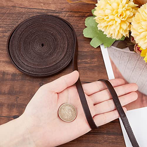 GORGECRAFT 5.5Yds 8mm Flat Genuine Leather Cord Natural Leather String Lace Strips Full Grain Cowhide Braiding String Roll for Jewelry Making DIY Craft Braided Bracelets Belts Keychains(Dark Brown) - Image 3