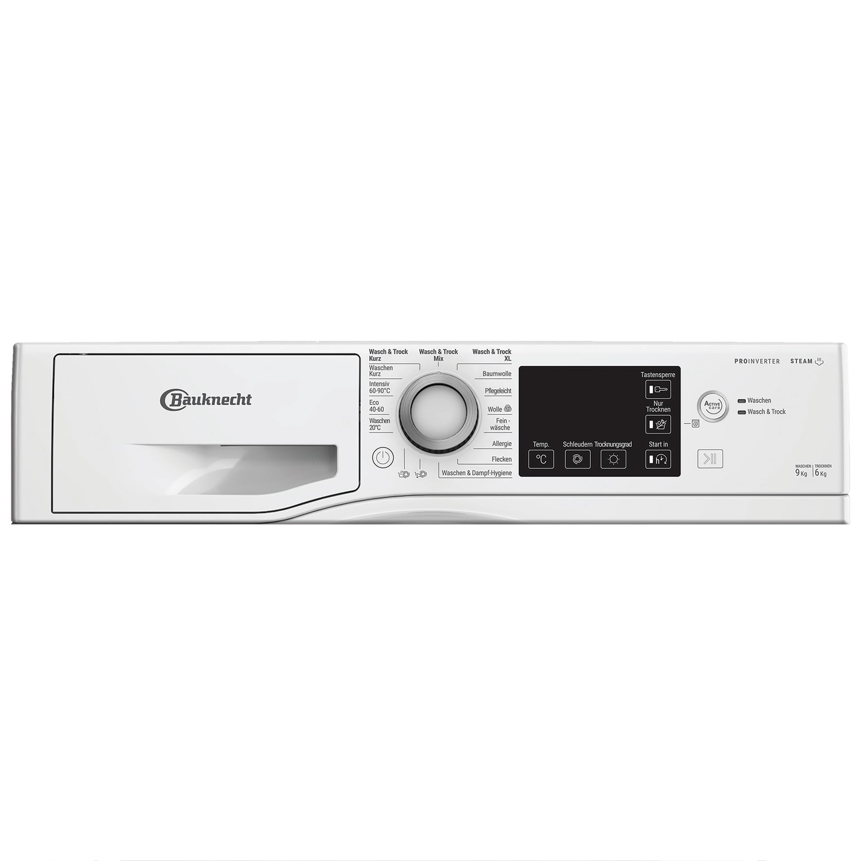 Bauknecht WADR ACTIVE 9614 D Waschtrockner, 9 kg Waschen, 6 kg Trocknen, Active Care Wash & Dry Technologie, Anti-Allergie-Programm, Wolle-Programm, Nachlegefunktion, Dynamic Inverter-Motor, Weiß