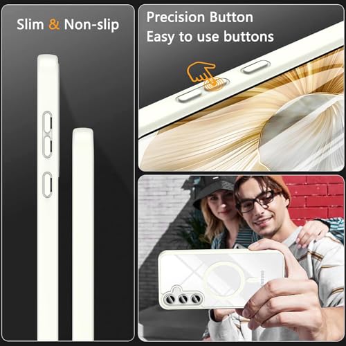 Image of DIZORO Compatible Samsung Galaxy A56 5g Case,Compatible with MagSafe, Non Yellow Military-Grade Drop Protection & Hard PC Back Cover Slim Transparent Anti-Scratch Shockproof Phone Case- MagWhite
