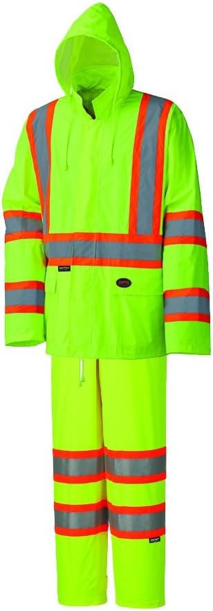 PioneerPioneer High Visibility, Lightweight, Waterproof Safety Rain Suit, Reflective Tape, Polyester PVC, Yellow/Green, Unisex, XL, V1080160U-XL