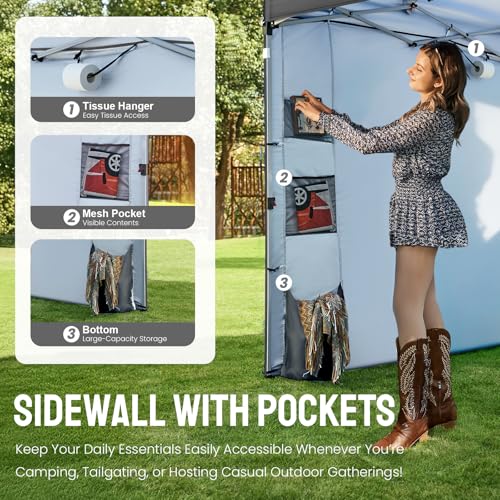 Image of CROWN SHADES Canopy Tent 10x10 Pop Up Canopy with Side Pockets, Grid Gray