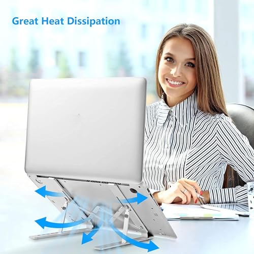 Image of Laptop Stand, Laptop Holder Riser Computer Tablet Stand, 7 AnglesFoldable Portable Desktop Holder Compatible with 10-15.6 inch MacBook,iPad, HP, Dell, Lenovo (Silver)