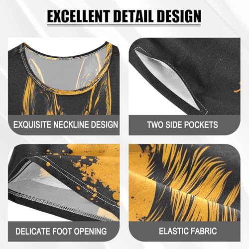 ALAZA Yellow Puppy Dog Black Pajamas Set Short Sleeve Cotton Sleepwear Summer Pjs 2 Piece 5-14Y4