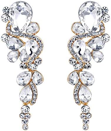 Clearine Women's Bohemian Boho Wedding Bridal Multiple Teardrop Crystal Chandelier Long Drop Dangle Earrings