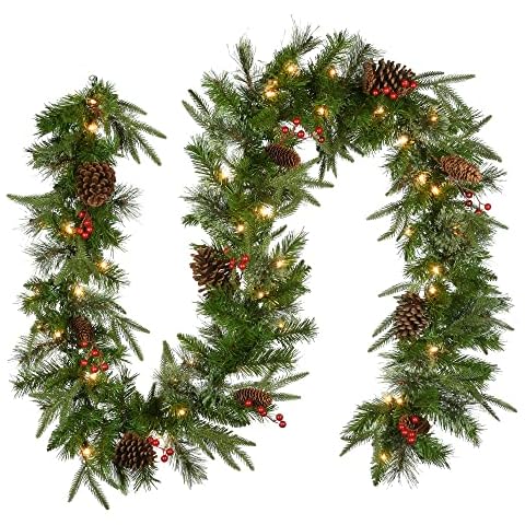1.8M/6FT Christmas Garland , Battery Operated Christmas Decor for Mantle Staircase Indoor and Outdoor, Stairs Fireplace DIY Christmas Trees Cover