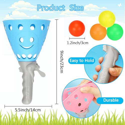24Pcs Pop-Pass-Catch Ball Game with 8 Catch Launcher Baskets 16 Balls,Outdoor Indoor Game Activities,Lawn Games Beach Sport Toys for Party Favor,Kids 4 5 6 7 8 9 10+