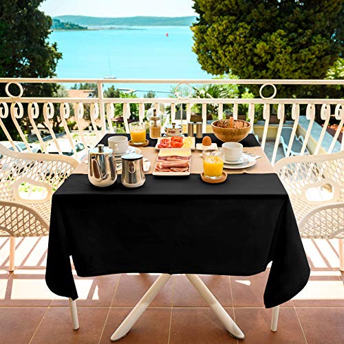 Veeyoo Square Tablecloth - 85X85 Inch Polyester Table Cloth Washable Wrinkle Free Dinner Tablecloth For Wedding, Party, Restaurant,Indoor And Outdoor Buffet Table - Black Tablecloth #TOP3