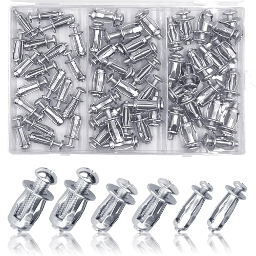 60 Stück Hohlraumdübel Rigips, Hohlraum Rigipsdübel, Rigips Dübel Verzinkte, Gipskartondübel, Spreizdübel Dünne Befestigungen, Rigips Dübel für Schwere Lasten (20 M4,20 M5,20 M6)