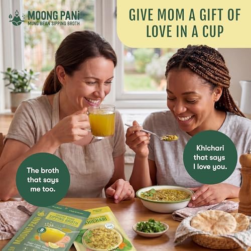 Moong Pani Whole Mung Sipping Broth Powder Ginger Lemon Cilantro Turmeric | Plant Protein Vegan Bone Broth Alternative | High Fibre Gluten Free | 9 Cups 108g — view 2
