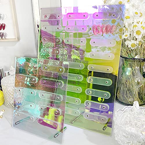 LARCOCO オーロラ!ネイルディスプレイボード 磁石付き 大容量 アクリル ネイルサンプルボード クリア 透明 ネイルカラーチャート ネイル展示 色見本 見本ボード ネイルチップを簡単に取り外し! (小 (14ピース))