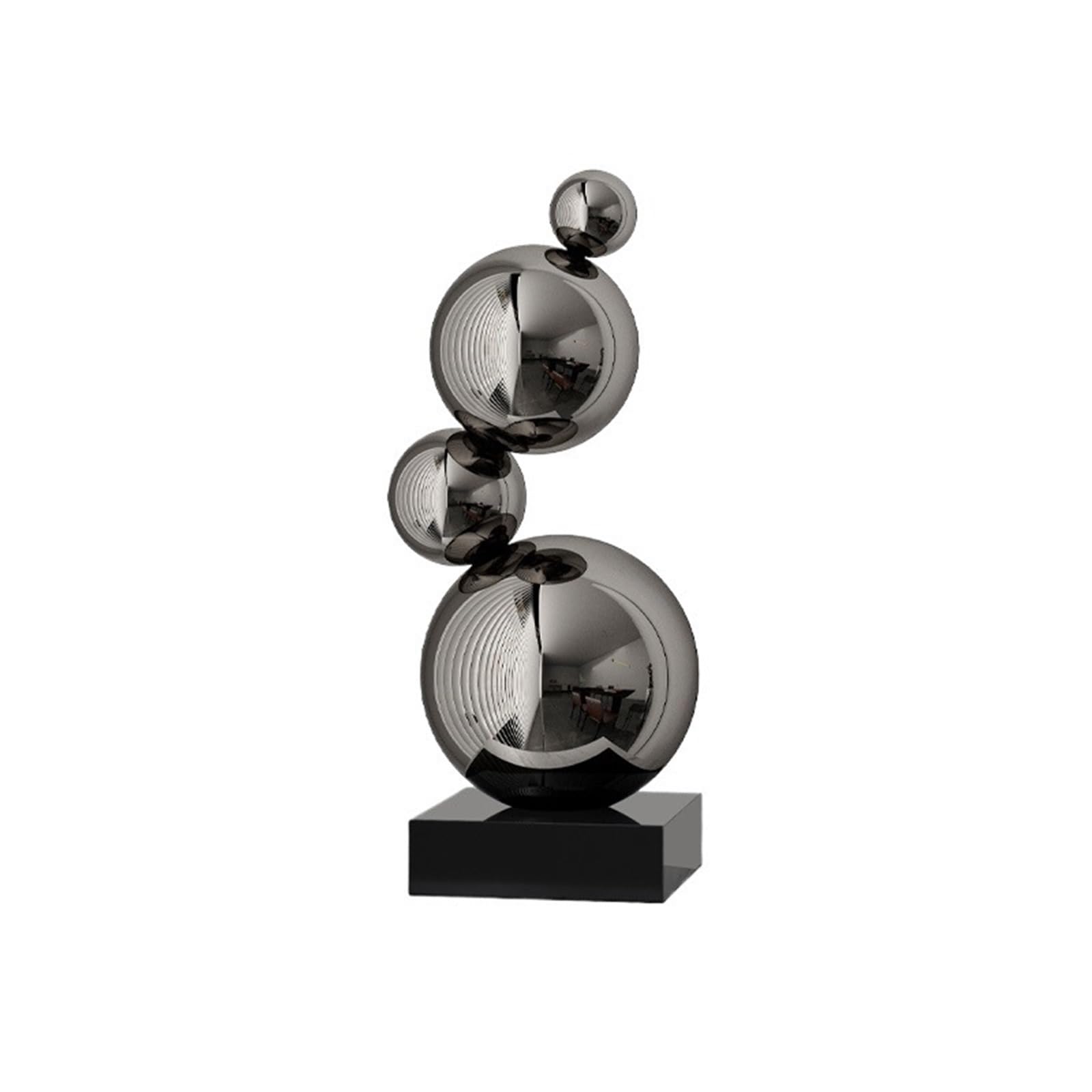 XYJIAOU2026 Desktop Figurines Interior Decoration Modern Minimalist Spherical Tabletop Geometric Stainless Steel Sculpture Art Piece