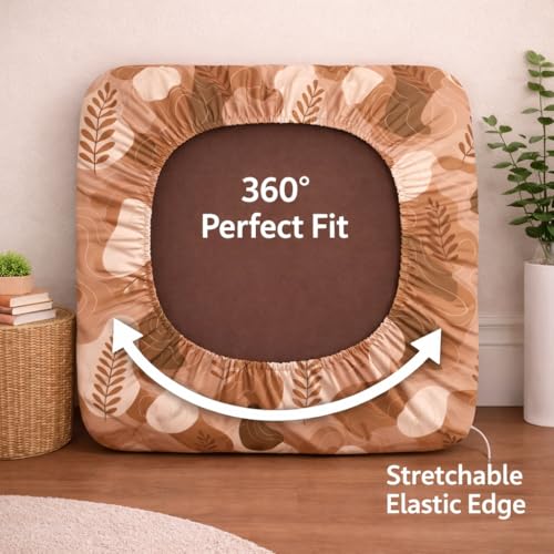 Image of STITCHNEST 'Contour Fit Series' Stretchable Printed Wooden Sofa Cover (Pack of 2) - Elastic Wooden Chair Cover | Wooden Sofa Seat Cover | Size - 20-21 x 20-21 x 3-5 in