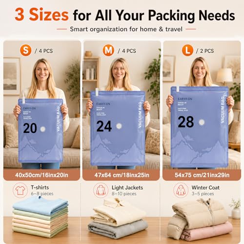 Vacuum Bags for Travel with Pump, Vacuum Sealer Bags for Clothes at Home by QcoQce - Used condition - Image 2