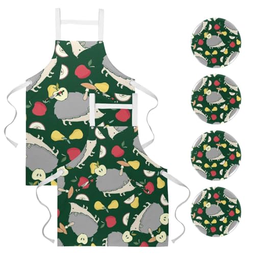 Tablier de serveuse multicolore pour restaurant et bar avec 4 broches incluses