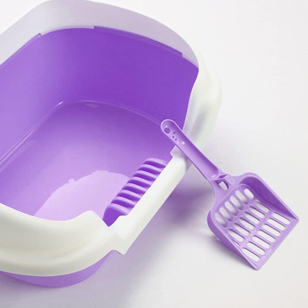 Cat Litter Box, 1 Pc Purple Cat Litter Basin Semi- Enclosed Cat Litter Box with Cat Litter Scoop Cat Litter Toilet for Training Cats to Clean Pet Accessories- 15.74x4.52inch