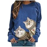 Sweat Femme sans Capuche Pull Noël Femme Drole Sweatshirt Ample Décontracté Casual Sweats sans Capuche Sport Col Rond Moches Pullover Imprimé Plume Chemise Blouse Pullover