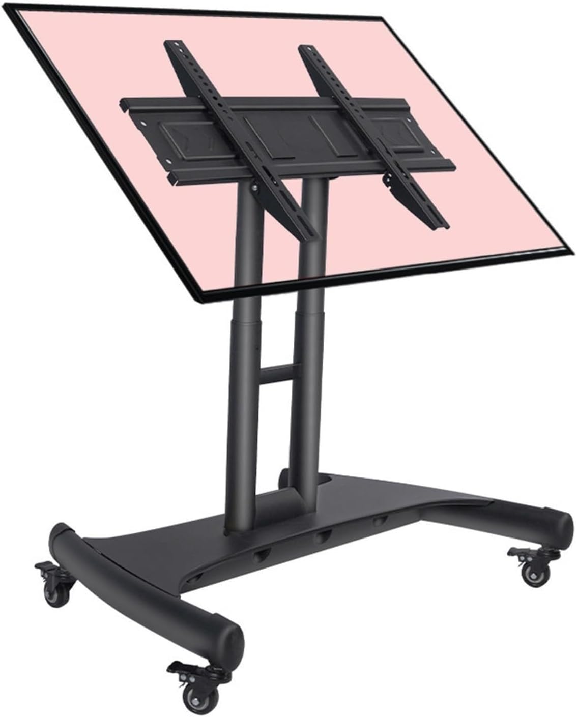 Mobile TV Mount Stand - Mobile TV Cart on Wheels Low Height Monitor Cart with Wheels for 32-75 Inch Flat Curved Screen TV Height Adjustable,Black