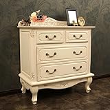 アンティーク調 チェスト 3段 幅75cm/アンティークホワイト