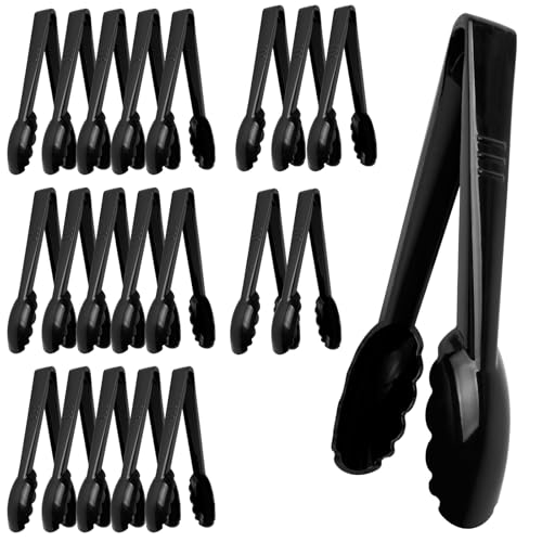 Akamino 20 Pack Large Plastic Serving Tongs for Buffet 9Inch Heavy-Duty Hard Plastic Serving Utensils for Hot and Cold Food Reusable Kitchen Serving Tongs for Appetizers Barbecue Salad Dinner Part