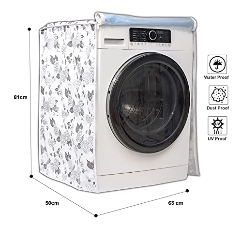 Image of Classic Front Load Washing Machine Cover Suitable for Bosch 5.5 Kg & 6 Kg (50cmsX63cmsX81cms, Half White & Grey)
