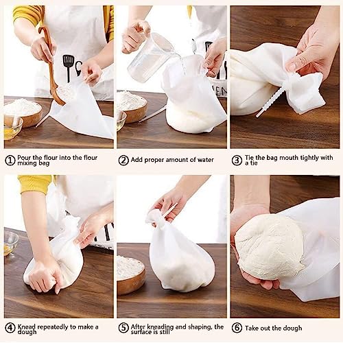 Image of KOMUEE ELEGAR Silicon Atta Kneading Dough Maker Bag -,Glass Food Storage Containers with Lids,BPA Free,Microwave, Oven, Freezer and Dishwasher,White Food-Grade Mixing & Storage Tool (1 pcs)