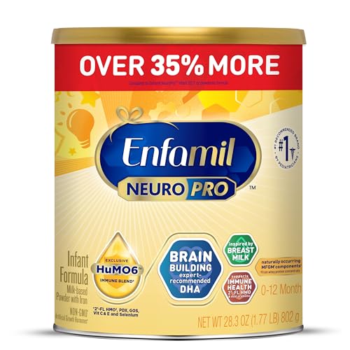 Enfamil NeuroPro Baby Formula, Milk-Based Infant Nutrition, MFGM* 5-Year Benefit, Expert-Recommended Brain-Building Omega-3 DHA, Exclusive HuMO6 Immune Blend, Non-GMO, 28.3 oz​