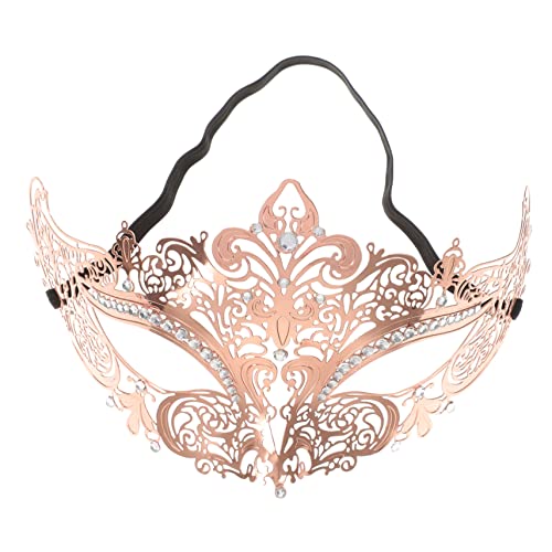 CONGARTENO Metal Diamond-set Lace Mask Rose Masquerade Mask Decorative Gold Masquerade Ball Cosplay