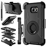 Galaxy S7 Edge Case, Samsung Galaxy S7 Edge Case, BENTOBEN 4 in 1 Heavy Duty Rugged Hybrid Built-in Rotating Kickstand Combo Swivel Belt Clip Holster Protective Case for Samsung Galaxy S7 Edge (Black)