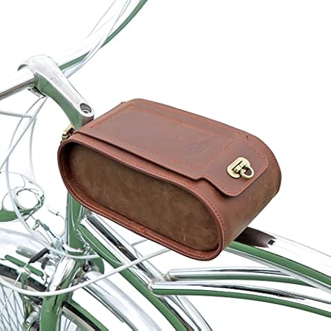Tourbon Brown Leather Bike Frame Bag Cover