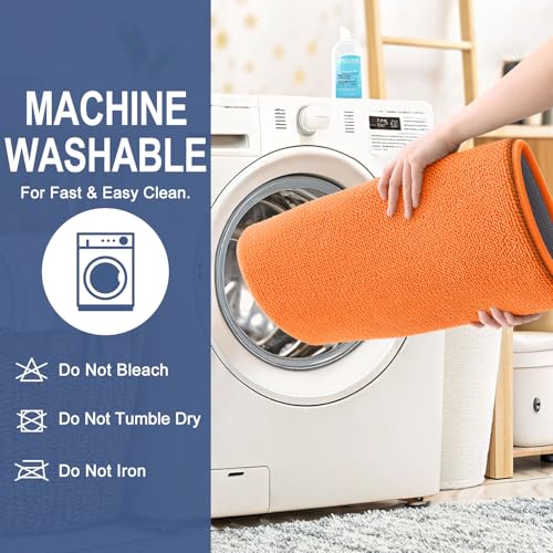 Image of OLANLY Thick Memory Foam Bathroom Runner Rugs 44x24, Extra Soft Absorbent Long Bath Rug, Quick Dry Bath Mat, Non-Slip, Machine Washable Mat for Bathroom, Tub and Shower, Home Decor Accessories, Orange