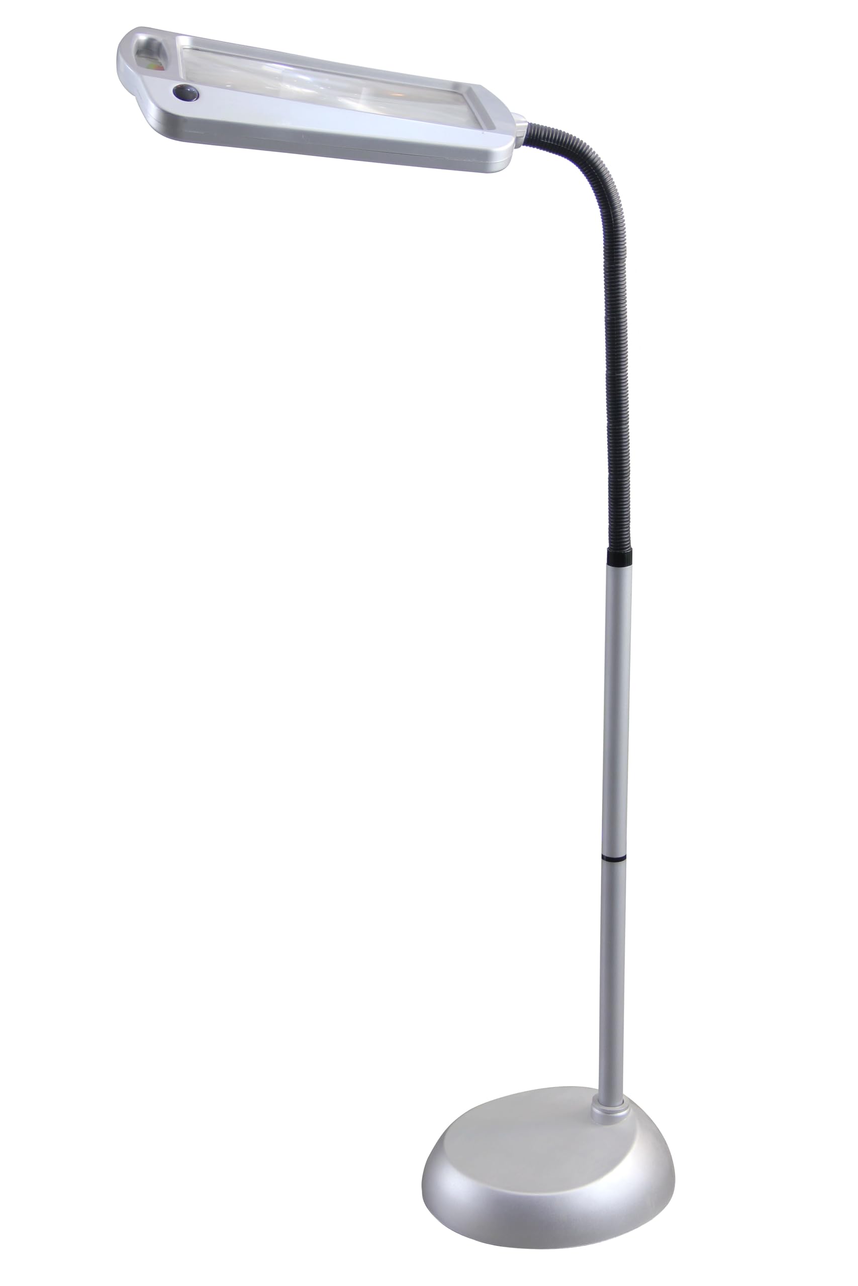 daylight24 402039-05 Full Page 8 x 10 Inch Magnifier LED Illuminated Floor Lamp, Silver