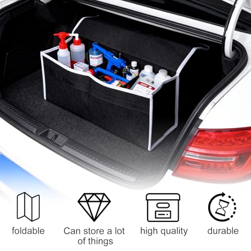 GZRXIOUS Kofferraum Organizer Auto Kofferraumtasche, Faltbare Auto Aufbewahrungstasche Filz mit Klettverschluss, Rutschfest Stabil, Große Kofferraumtasche Klappdeckel, Universal Autotasche Organizer