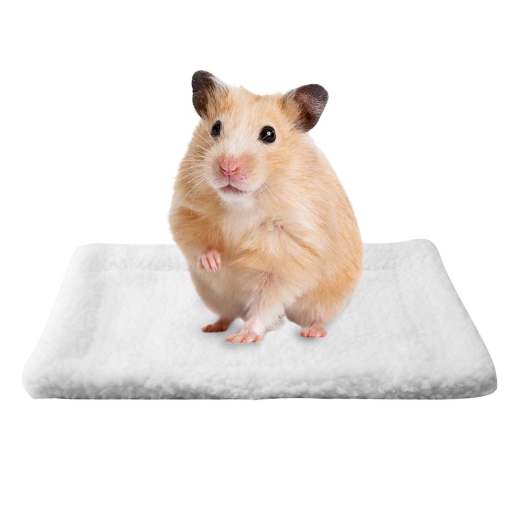 HEEPDD Pequeño Animal Casa Cama Hámster Conejillo Indias Rectangular Felpa Cálido Estera Cojín Almohadilla Cojín Suministros para Mascotas Ratones Ratas Chinchillas Conejo Erizo Ardilla Cerdo(Blanco)